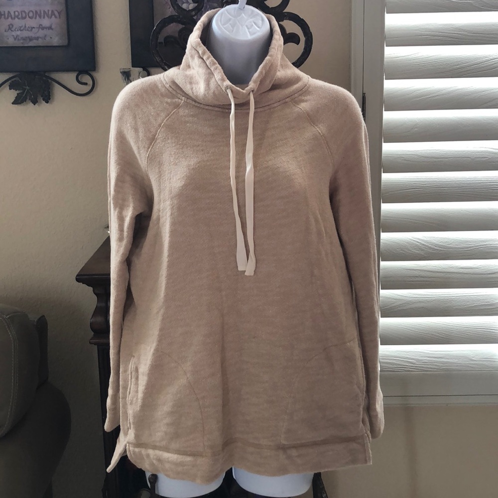 J crew‎ mock drawstring neck tan knit sweatshirt